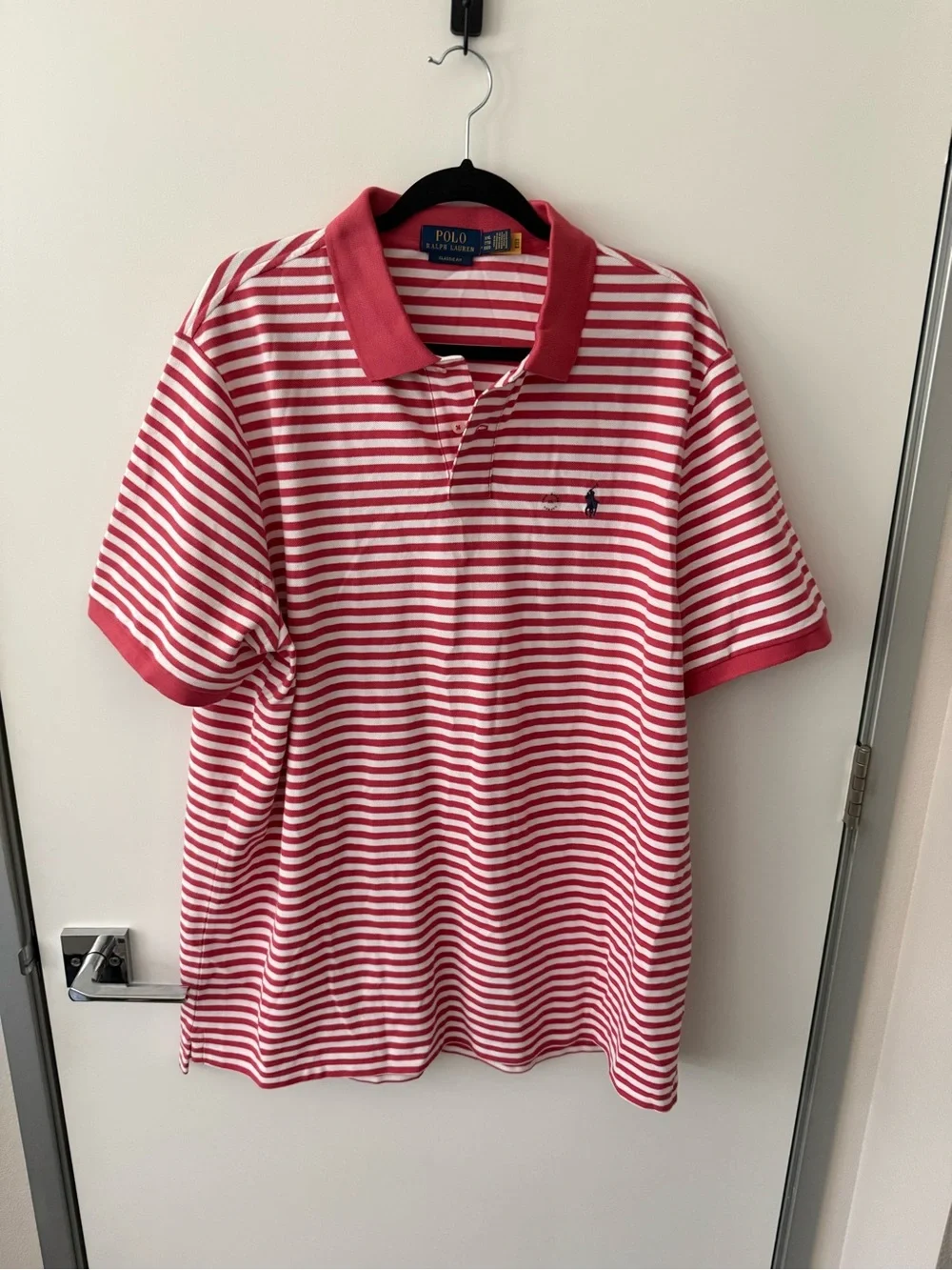 Ralph Lauren Red/Pink and White Striped Polo Shirt